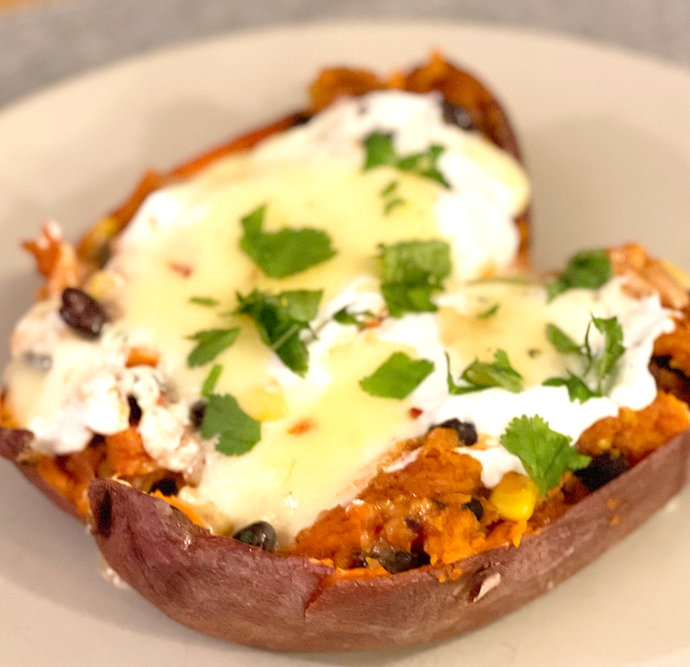 Fireworks Baked Sweet Potatoes with Chipotle Tomato Butter