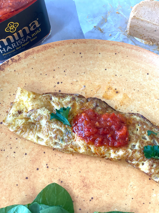 Simple Omelet with Harissa and Chipotle Tomato Butter