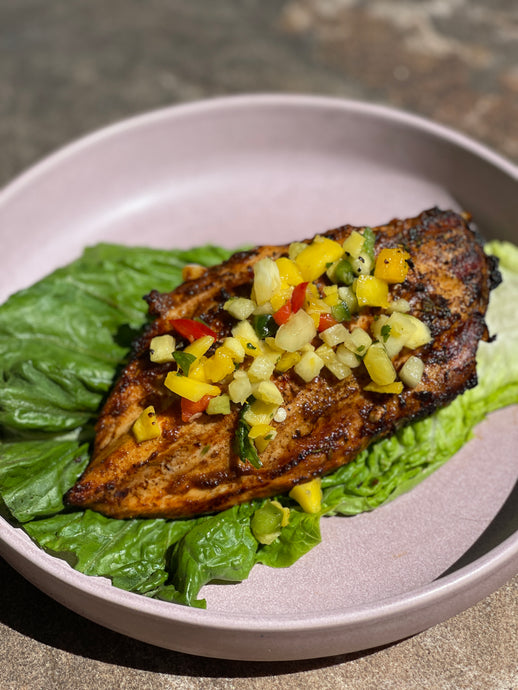 Fireworks Steakhouse Jerk Grilled Chicken with Mango Salsa