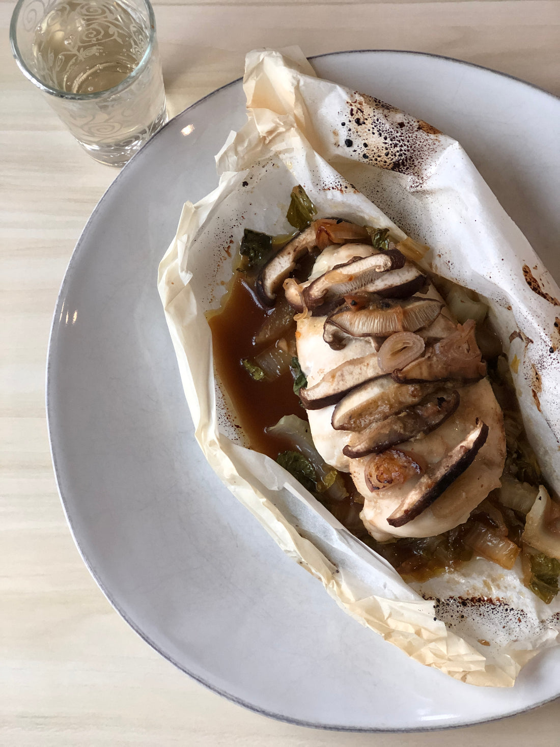 Parchment Wrapped Shiitake Chicken with Fireworks Ginger Miso Butter