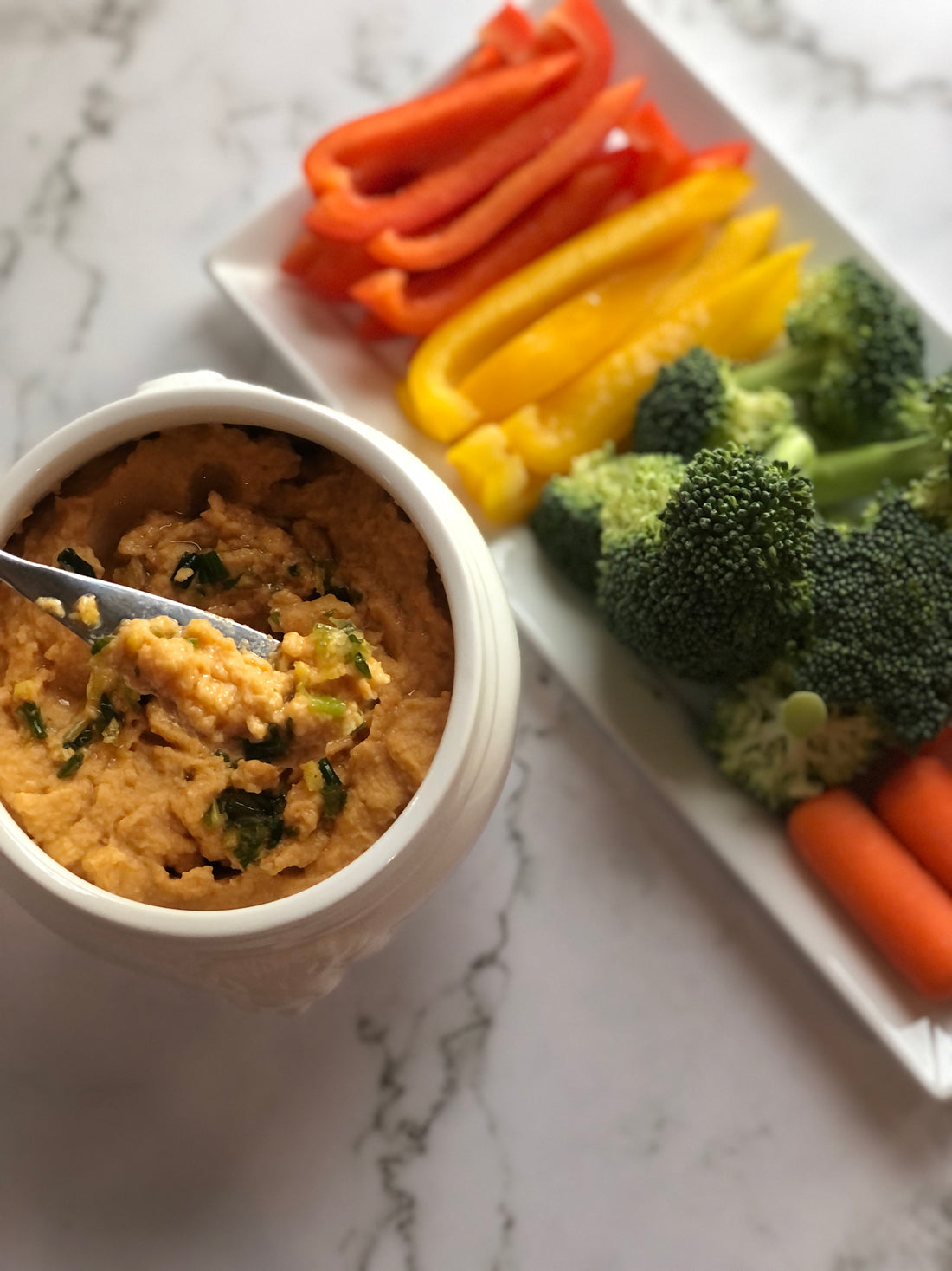 Fireworks Ginger Miso Scallions with Miso Sweet Potato Hummus