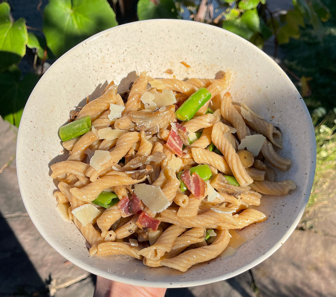 Fireworks Ginger Miso Butter and Mushroom Garganelli