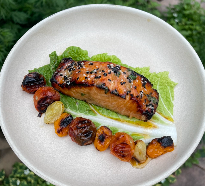 Fireworks Ginger Miso Salmon with kimchi butter