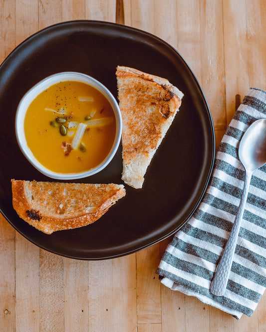 Fireworks Chefs Butters Roasted Butternut Squash and Red Pepper Soup with Chipotle Tomato butter